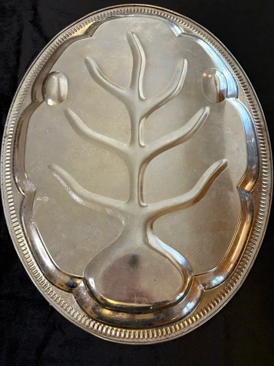 2 Vintage Silver Meat Carving Platter “ Tree of Life” - Picture 9 of 11